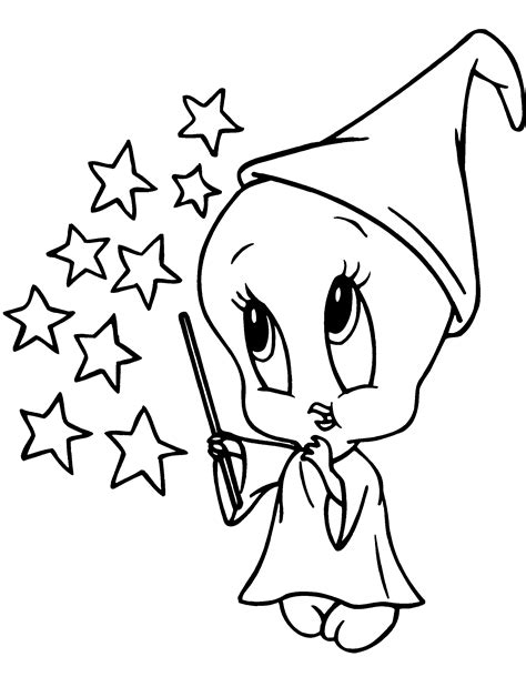 Baby Tweety Witch Coloring Page | Witch coloring pages, Cartoon ...