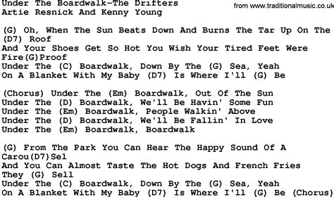 Country Music:Under The Boardwalk-The Drifters Lyrics and Chords