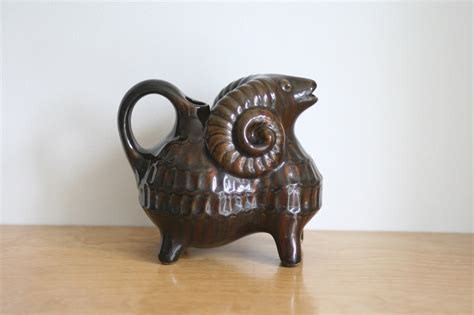 Vintage Ceramic Ram Pitcher Russia