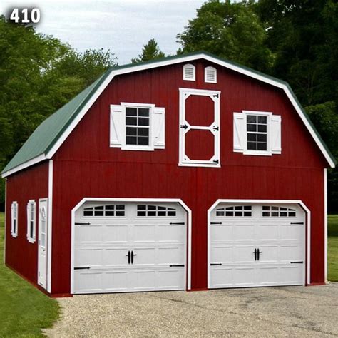 24x28 2 Car 2 Story Modular Garage - Metal Gambrel Roof - Carriage Doors | Two story garage ...