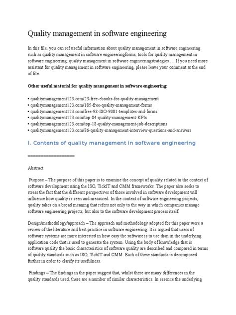 Quality Management in Software Engineering | PDF | Scatter Plot | Teaching Mathematics