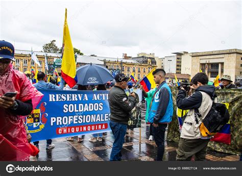 Bogota Colombia July 2023 Peaceful Protest Members Active Reserve ...