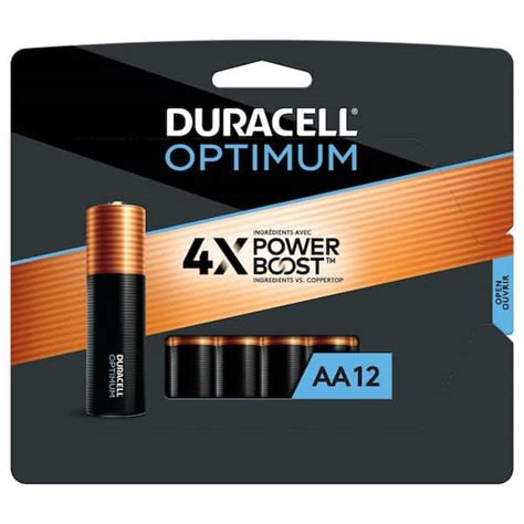 Duracell Optimum AA Alkaline Battery (12-Pack), Double A Batteries ...