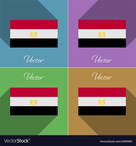 Flags egypt set of colors flat design and long Vector Image