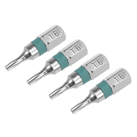 4pcs 25mm 1/4" Hex Shank T8 Security Torx Screwdriver Bits S2 Alloy ...