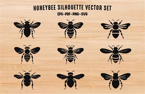 Honey Bee Silhouette PNG Clipart Set Graphic by Gfx_Expert_Team ...