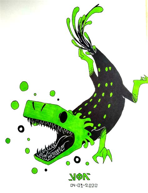 Green lizard art I made last year. : r/rainworld