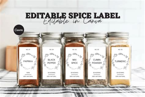 Spice Jar Label Template DIY Spice Label Graphic by regalcreds · Creative Fabrica