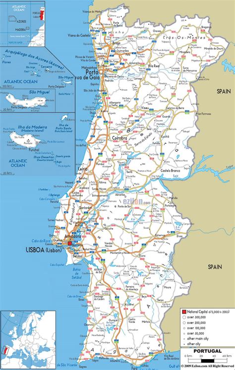 Large road map of Portugal with cities and airports | Portugal | Europe ...