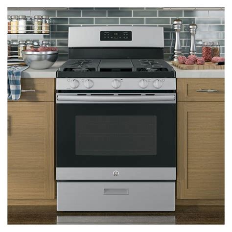 GE 30" Freestanding Gas Range with 5 Sealed Burners, Griddle, 5.0 Cu ...