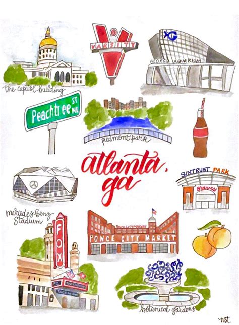 Atlanta Landmarks 11x14 Print of Original Watercolor - Etsy