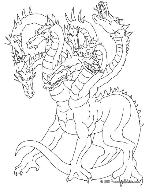 Lernean hydra the 100 heads water dragon coloring pages - Hellokids.com