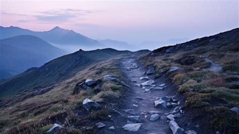 Premium AI Image | A photo of a rugged mountain path alpine landscape