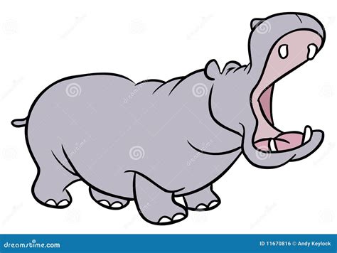 Hippopotamus Cartoon Illustration Stock Vector - Illustration of yawn ...