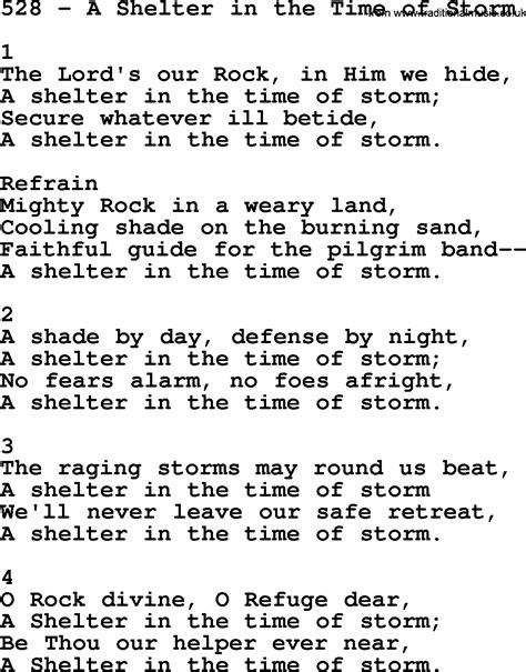 Adventist Hymnal, Song: 528-A Shelter In The Time Of Storm, with Lyrics, PPT, Midi, MP3 and PDF