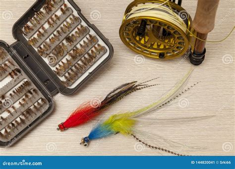 Fly fishing equipment stock image. Image of brown, catch - 144820041