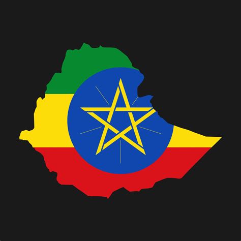 Ethiopia map silhouette with flag on black background 3330815 Vector ...