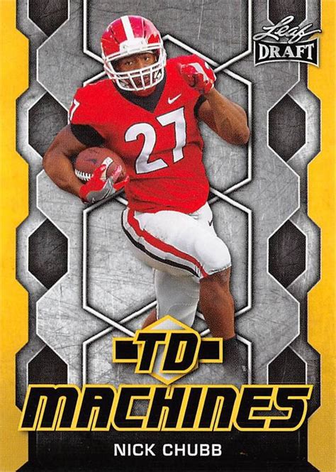 Nick Chubb Football Card (Georgia Bulldogs, Cleveland Browns) 2018 Leaf ...