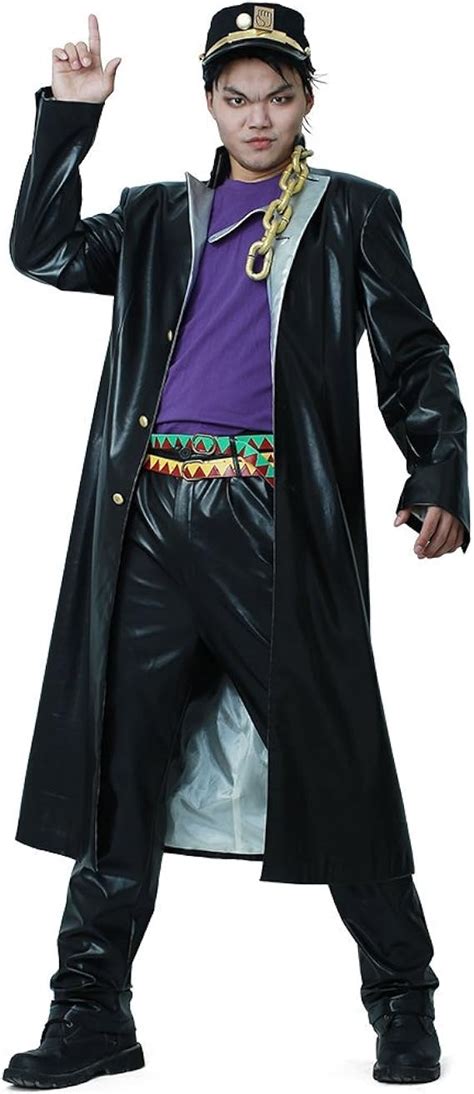 Amazon.com: miccostumes Men's Jotaro Kujo PU Leather Cosplay Costume ...