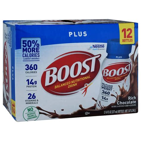 BOOST Plus Complete Nutritional Drink Drink Rich Chocolate 12 pk - Shop ...