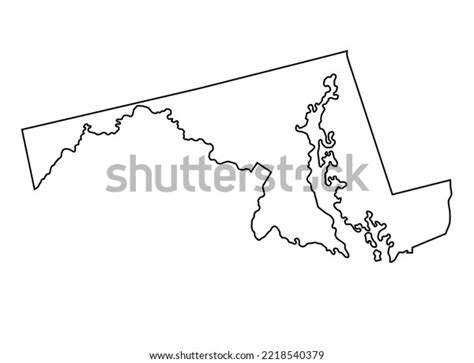 Maryland Map Shadow Minimal Line Outline Stock Vector (Royalty Free ...