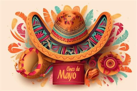 Premium AI Image | A poster for a mexican fiesta with a sombrero and a ...