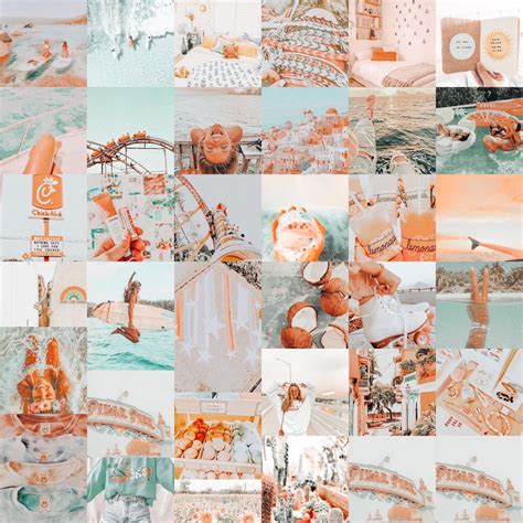 80 Orange and Teal VSCO Aesthetic Photo Collage Kit download Only ...