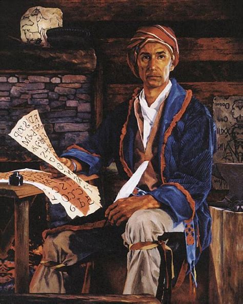 Sequoyah (1767-1842), inventor of the Cherokee Syllabary, a method of writing the Cherokee ...