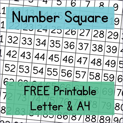 Printable Number Square To 100