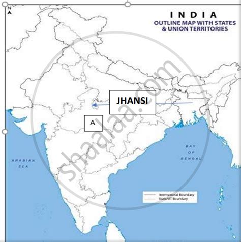 On the same outline map of India, a place related to the centres of the Revolt of 1857 is marked ...