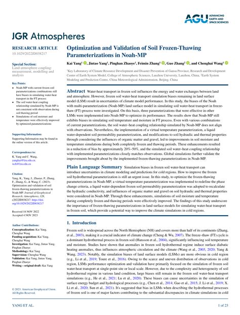 Optimization and Validation of Soil Frozen‐Thawing Parameterizations in Noah‐MP