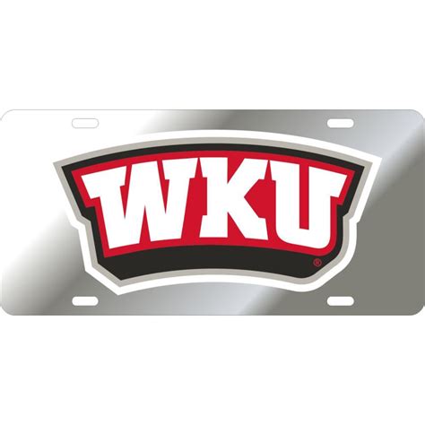 Western Kentucky License Plate Silver/Red WKU Logo