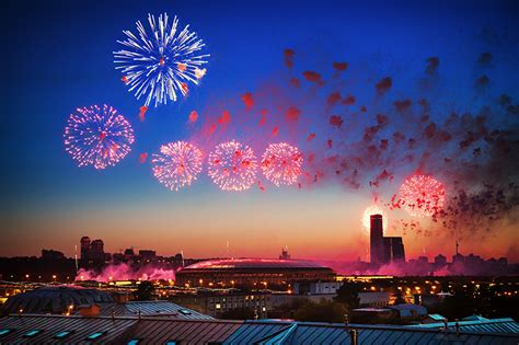 Image Moscow Victory Day 9 May Russia Fireworks Luzhniki Stadium Sky