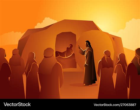 Jesus raises lazarus from dead Royalty Free Vector Image