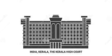 India, Kerala, the Kerala High Court Travel Landmark Vector ...