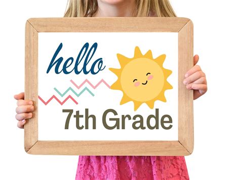 1st Day of Seventh Grade Sign Hello 7th Grade Printable - Etsy