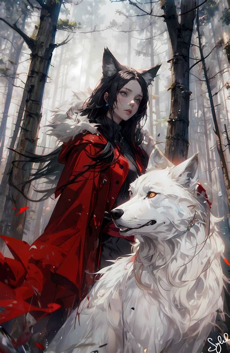 Little Red Riding Hood and the White Wolf by SaylahArt on DeviantArt