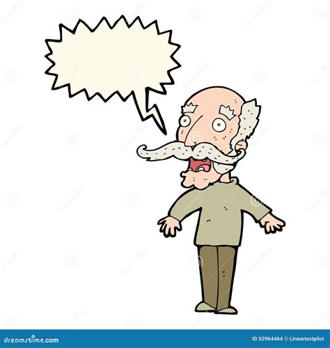 Cartoon Old Man Gasping in Surprise with Speech Bubble Stock ...