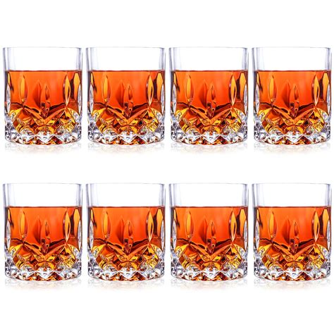 Buy QUMMFA Whiskey Glasses, Set of 8 Cocktail Glasses, 10 OZ Old Fashioned Glasses for Drinking ...