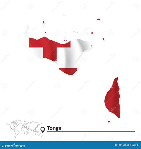 Map of Tonga with flag stock vector. Illustration of geography - 125160348