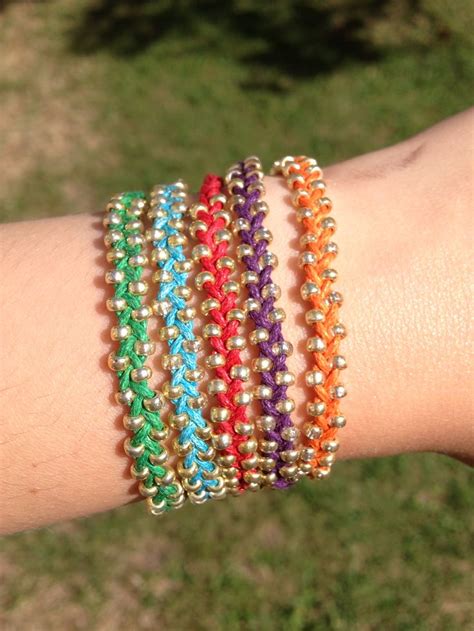 DIY stackable bracelets with embroidery thread and beads | Diy bracelets patterns, Friendship ...