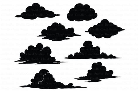 Art & Collectibles Drawing & Illustration Weather SVG Cloud Outline Design Illustration Cloud ...