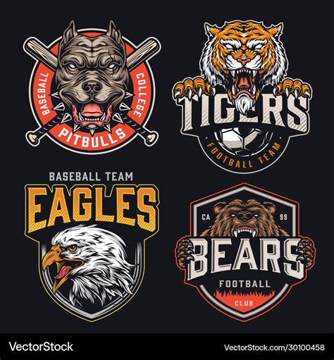 Colorful vintage sports teams logos set Royalty Free Vector