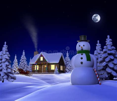 Christmas Snow Cabin stock illustration. Illustration of cane - 9420397