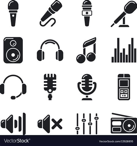 Studio microphones music icons Royalty Free Vector Image