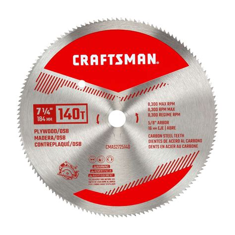 Craftsman 7-1/4 in. D X 5/8 in. Plywood Carbon Steel Circular Saw Blade ...