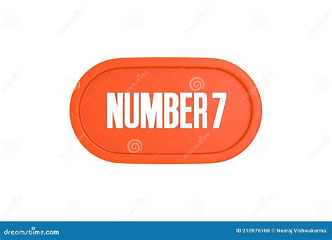 7 Number Sign in Orange Color Isolated on White Background, 3d Render ...