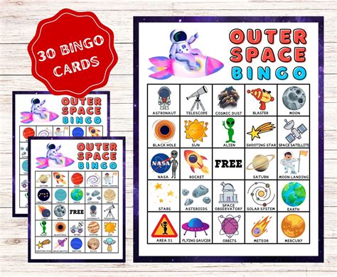 Outer Space Bingo Cards Instant Download, Solar System Bingo Cards, Astronomy Bingo, Planet ...