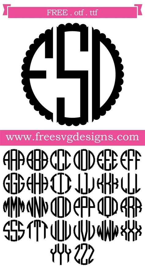 Free SVG files Monogram Frame at www.freesvgdesigns.com. Our FREE downloads includes OTF, TTF ...