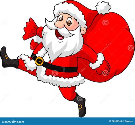 Santa Claus Cartoon Running With The Bag Of The Presents Royalty Free Stock Photos - Image: 30939548